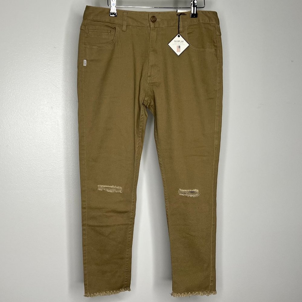 Fairplay men's khaki ripped chinos -